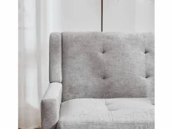 Sofá de 2 plazas y sillones en tejido de lino - Juego de 2 con patas de madera^Hauss Spole Best