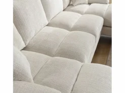 DripeX Sofá de 4 puentes, en tela de oruga, marco de madera sólida, con almohadas, 272x136x88cm, Beige Hot