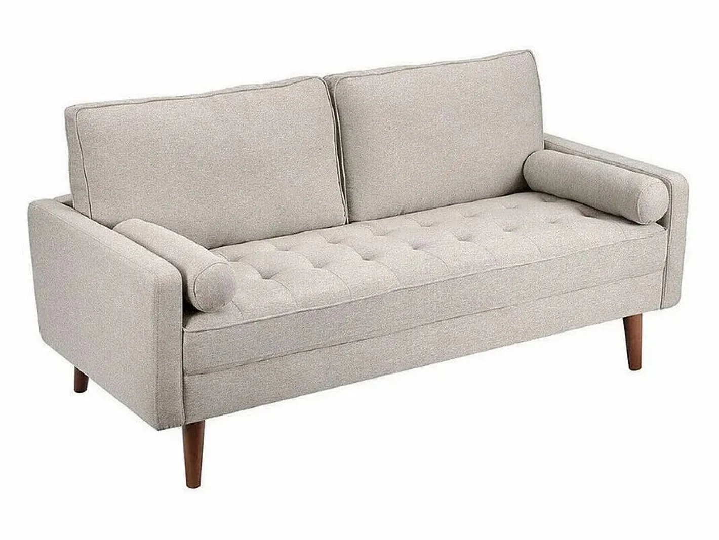 Sofá de 3 salones en tela de lino - escandinavo - con 2 almohadas y reposabrazos - pies de madera sólida - 173x77x84cm^DripeX Best