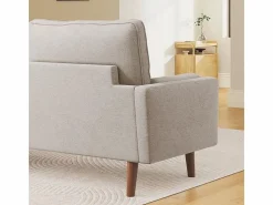 Sofá de 3 salones en tela de lino - escandinavo - con 2 almohadas y reposabrazos - pies de madera sólida - 173x77x84cm^DripeX Best