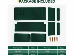DripeX Sofá de 2 salones en terciopelo , sofá de sala de estar moderna, con reposabrazos y pies bajos, una espalda baja - 148.5x78x85cm Verde Discount