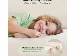 DripeX Sofá de comodidad de 2 salas en terciopelo de peluche, con un asiento profundo de 55 cm y reposabrazos - 128x78x89cm Beige Online