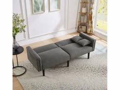 Sofá de dos plazas con función reclinable, respaldo doble regulable independientemente, tapizado en metal, tejido de algodón y lino, color .^ Outlet