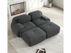 KOMHTOM Conjunto Sofás|Sofá de dos plazas de terciopelo a cuadros, antideslizante, con reposabrazos ergonómicos y acolchado mullido de alta resistencia, .