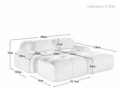 KOMHTOM Conjunto Sofás|Sofá de dos plazas de terciopelo a cuadros, antideslizante, con reposabrazos ergonómicos y acolchado mullido de alta resistencia, .