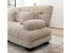 KOMHTOM Sofá de dos plazas en chenilla,dos cojines lumbares y dos cojines decorativos,reposabrazos anchos y dos reposapiés, tapizado en tela . Beige