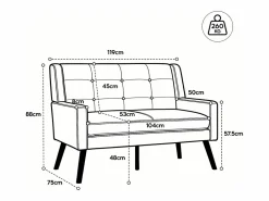 Hauss Spole Conjunto Sofá Y Sillón|Sofá de dos plazas y sillones en tejido de lino - Juego de 2 con patas de madera