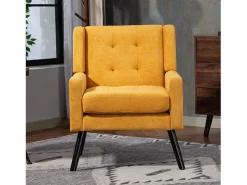 Hauss Spole Conjunto Sofá Y Sillón|Sofá de dos plazas y sillones en tejido de lino - Juego de 2 con patas de madera