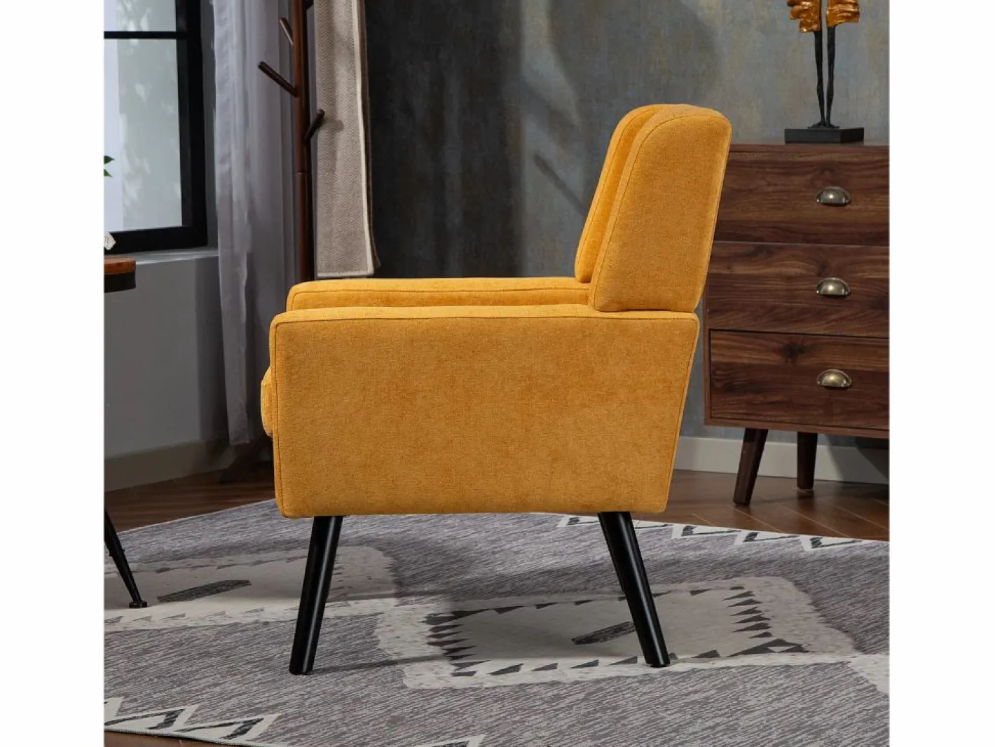 Hauss Spole Conjunto Sofá Y Sillón|Sofá de dos plazas y sillones en tejido de lino - Juego de 2 con patas de madera