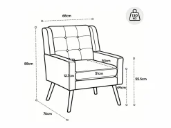 Hauss Spole Conjunto Sofá Y Sillón|Sofá de dos plazas y sillones en tejido de lino - Juego de 2 con patas de madera