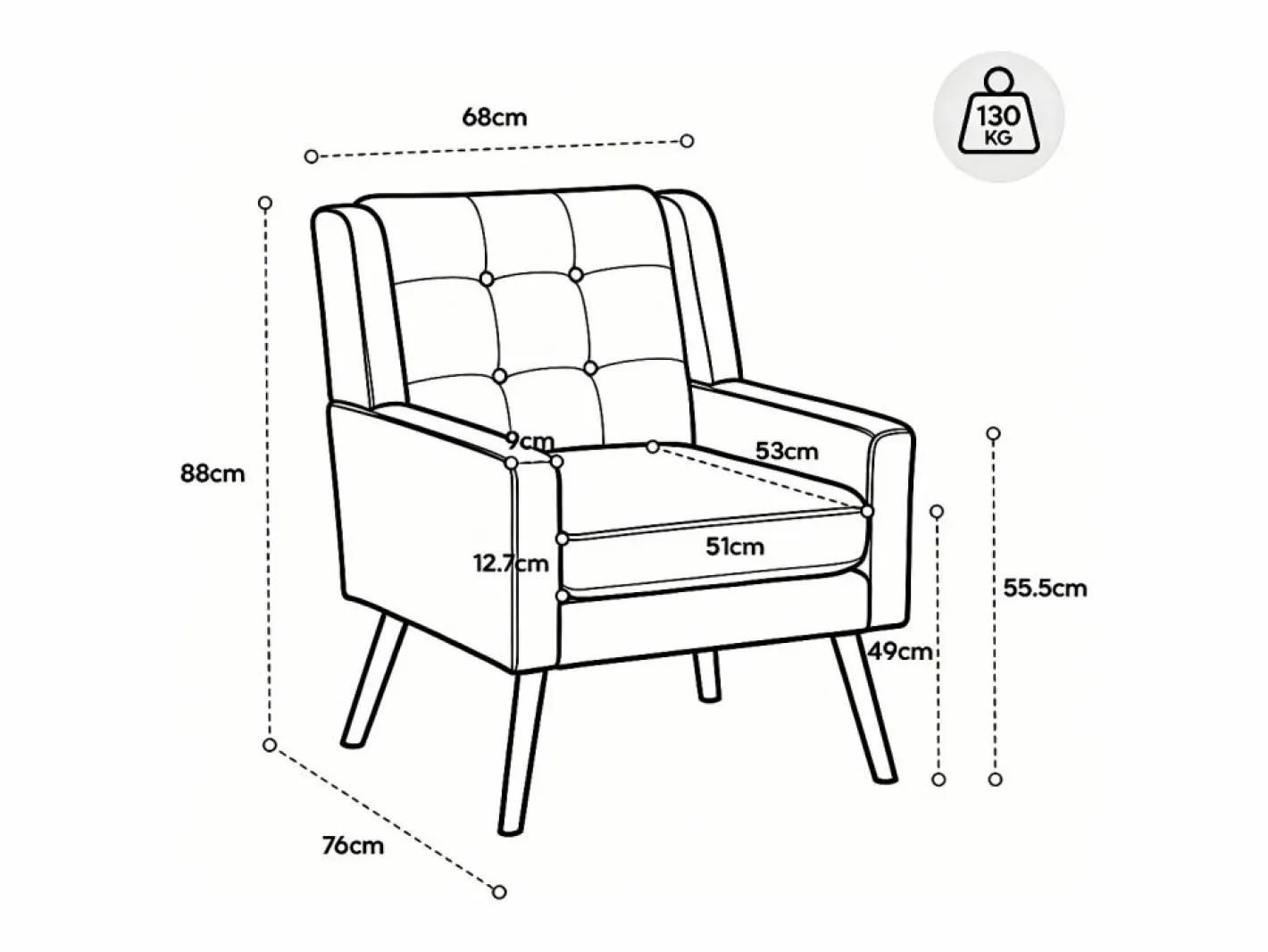 Hauss Spole Conjunto Sofá Y Sillón|Sofá de dos plazas y sillones en tejido de lino - Juego de 2 con patas de madera