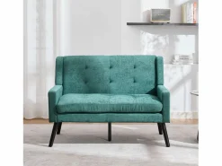 Hauss Spole Conjunto Sofá Y Sillón|Sofá de dos plazas y sillones en tejido de lino - Juego de 2 con patas de madera