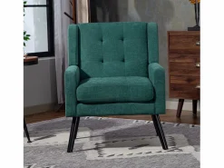 Hauss Spole Conjunto Sofá Y Sillón|Sofá de dos plazas y sillones en tejido de lino - Juego de 2 con patas de madera