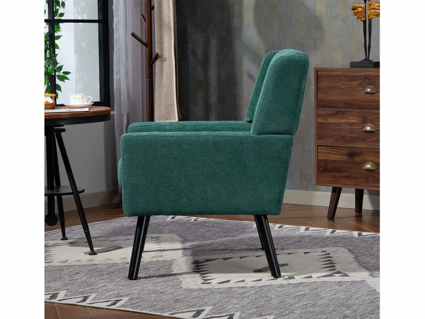 Hauss Spole Conjunto Sofá Y Sillón|Sofá de dos plazas y sillones en tejido de lino - Juego de 2 con patas de madera