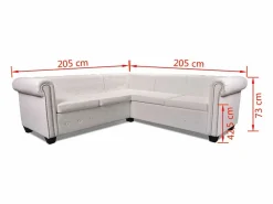 vidaxl Sofá de esquina Chesterfield 5 plazas cuero artificial Blanco Hot