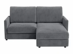 DripeX Sofá de esquina de 2 salas - ángulo reversible derecho / izquierda - 180x140x86cm - en tela de terciopelo acanalado - carga máxima de 300 kg - Gris antracita Online