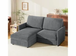 DripeX Sofá de esquina de 2 salas - ángulo reversible derecho / izquierda - 180x140x86cm - en tela de terciopelo acanalado - carga máxima de 300 kg - Gris antracita Online