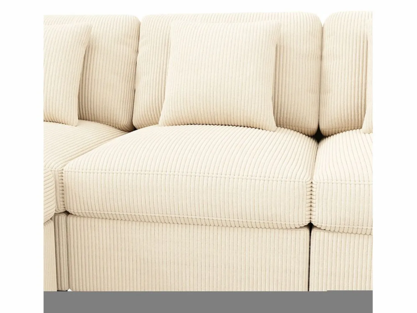 ModernLuxe Sofá de esquina en forma de U - 6 plazas - con reposabrazos ajustables - con reposapiés desmontable - Pana acanalada - Beige Sale
