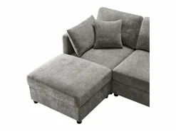 ModernLuxe Sofá de esquina en L - 3 plazas - con reposapiés - 4 cojines - brazos ajustables - Gris Online