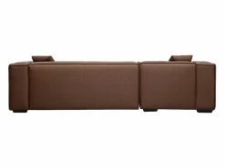Miliboo Sofá de esquina izquierda vintage de 3-4 plazas en cuero marrón y madera negra COBAIN Marru00f3n Clearance