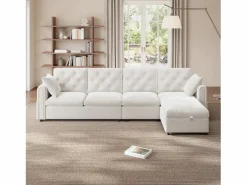 Sofá de esquina moderno en L - Con espacio de almacenamiento - Ajustable a izquierda y derecha - Con bolsillos laterales de almacenamiento - Terciopelo - ^ModernLuxe Sale