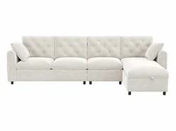 Sofá de esquina moderno en L - Con espacio de almacenamiento - Ajustable a izquierda y derecha - Con bolsillos laterales de almacenamiento - Terciopelo - ​​​^ModernLuxe Sale