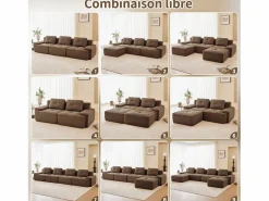 DripeX Sofá de Esquina Modular en Pana, con 2 otomanas y 2 cojines, 204x177x69cm, Marrón Marru00f3n Clearance