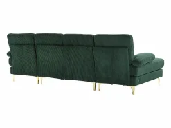 DripeX Sofá de esquina panorámico en pana - 4 plazas - con LED RGB y puerto USB+Type-C - 265x135x88cm - Verde Sale