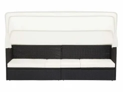 vidaxl Sofá de jardín con dosel ratán sintético Negro