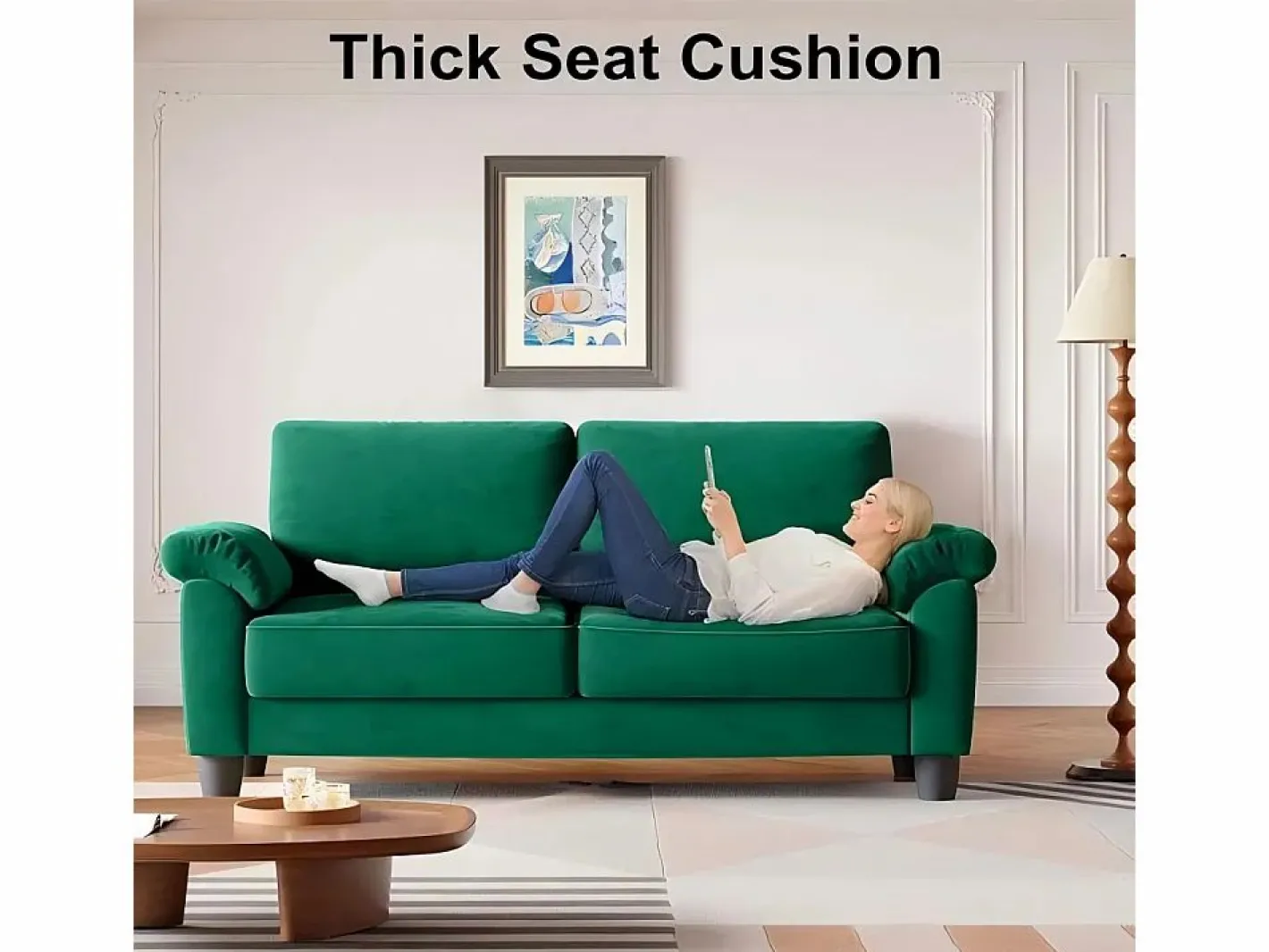 DripeX Sofá de la sala de estar 2 lugar en la tela de pista, sofá moderno a mediados de siglo, con bolsa de almacenamiento, 178x75x87cm, Verde Best