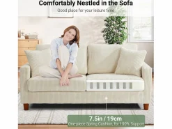 DripeX Sofá de terciopelo acanalado de 2 a 2 años, sofá derecha acolchado moderno grande con asientos extra profundos de 56 cm - 2 cojines - 178x76x89cm - Beige Online