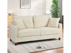 DripeX Sofá de terciopelo acanalado de 2 a 2 años, sofá derecha acolchado moderno grande con asientos extra profundos de 56 cm - 2 cojines - 178x76x89cm - Beige Online