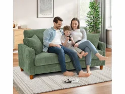 DripeX Sofá Escandinavo|Sofá de terciopelo acanalado de 2 a 2 años, sofá derecha acolchado moderno grande con asientos adicionales de 56 cm - 2 cojines - 178x76x89cm -