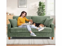 DripeX Sofá Escandinavo|Sofá de terciopelo acanalado de 2 a 2 años, sofá derecha acolchado moderno grande con asientos adicionales de 56 cm - 2 cojines - 178x76x89cm -