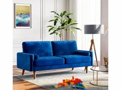 DripeX Sofá Escandinavo|Sofá de terciopelo derecho y madera maciza - 3 lugares - carga máxima 300 kg - 176x78x85cm