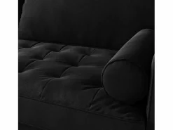 DripeX Sofá de terciopelo de 2 a 2 -Seaz, sofá de sala de estar moderna, con reposabrazos y pies bajos, una espalda baja - 148.5x78x85cm Negro Sale