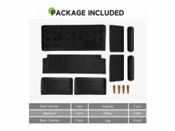 DripeX Sofá de terciopelo de 2 a 2 -Seaz, sofá de sala de estar moderna, con reposabrazos y pies bajos, una espalda baja - 148.5x78x85cm Negro Sale