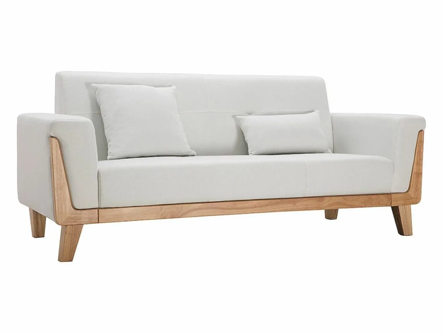 Miliboo Sofá diseño 3 plazas roto patas madera FJORD Blanco New