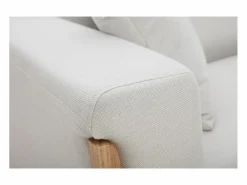 Miliboo Sofá diseño 3 plazas roto patas madera FJORD Blanco New