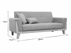 Miliboo Sofá diseño 3 plazas roto patas madera FJORD Blanco New