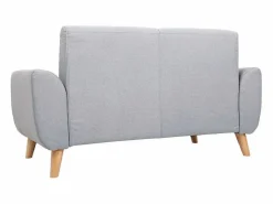 Miliboo Sofá diseño 2 plazas tejido gris y patas en roble EKTOR Gris claro New