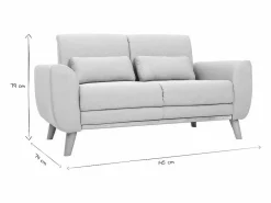 Miliboo Sofá diseño 2 plazas tejido gris y patas en roble EKTOR Gris claro New