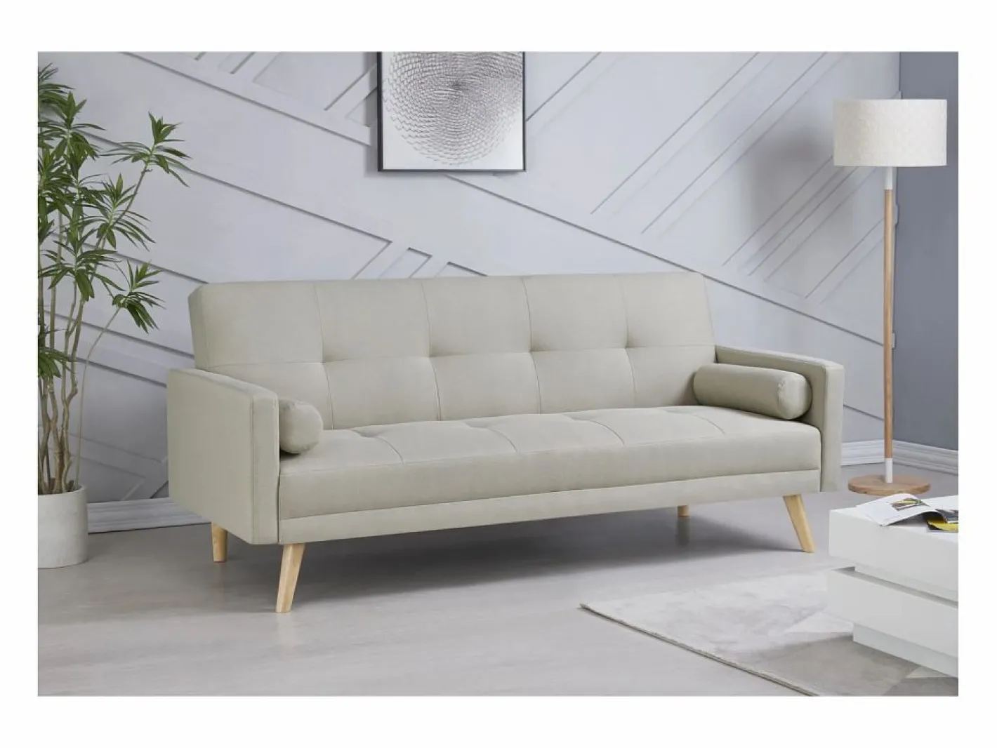 Concept-Usine Sofá escandinavo convertible 3 plazas de tela BERLIN Beige Discount