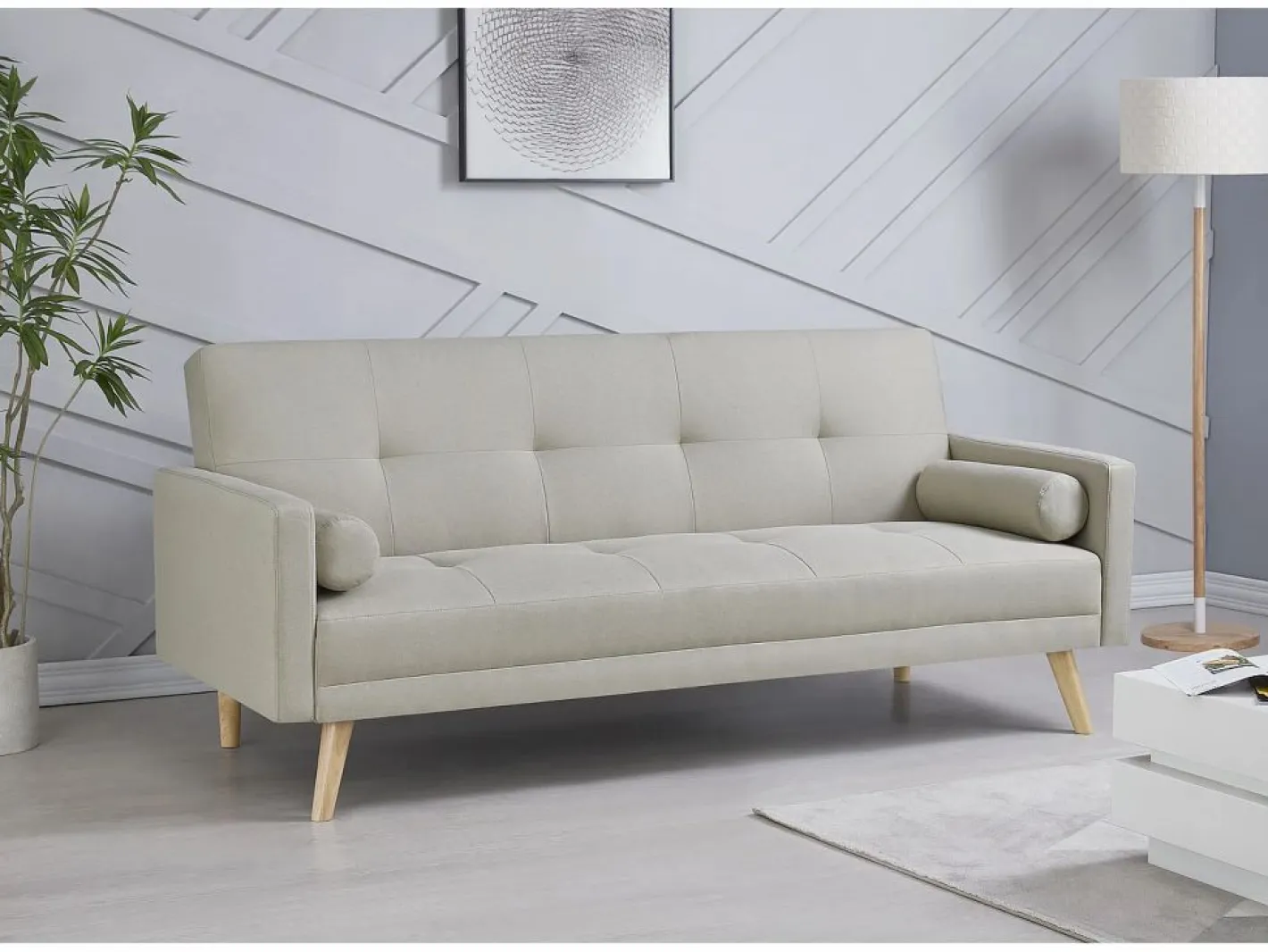 Concept-Usine Sofá escandinavo convertible 3 plazas de tela BERLIN Beige Discount