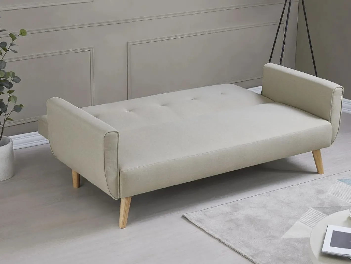 Concept-Usine Sofá escandinavo convertible 3 plazas de tela BERLIN Beige Discount