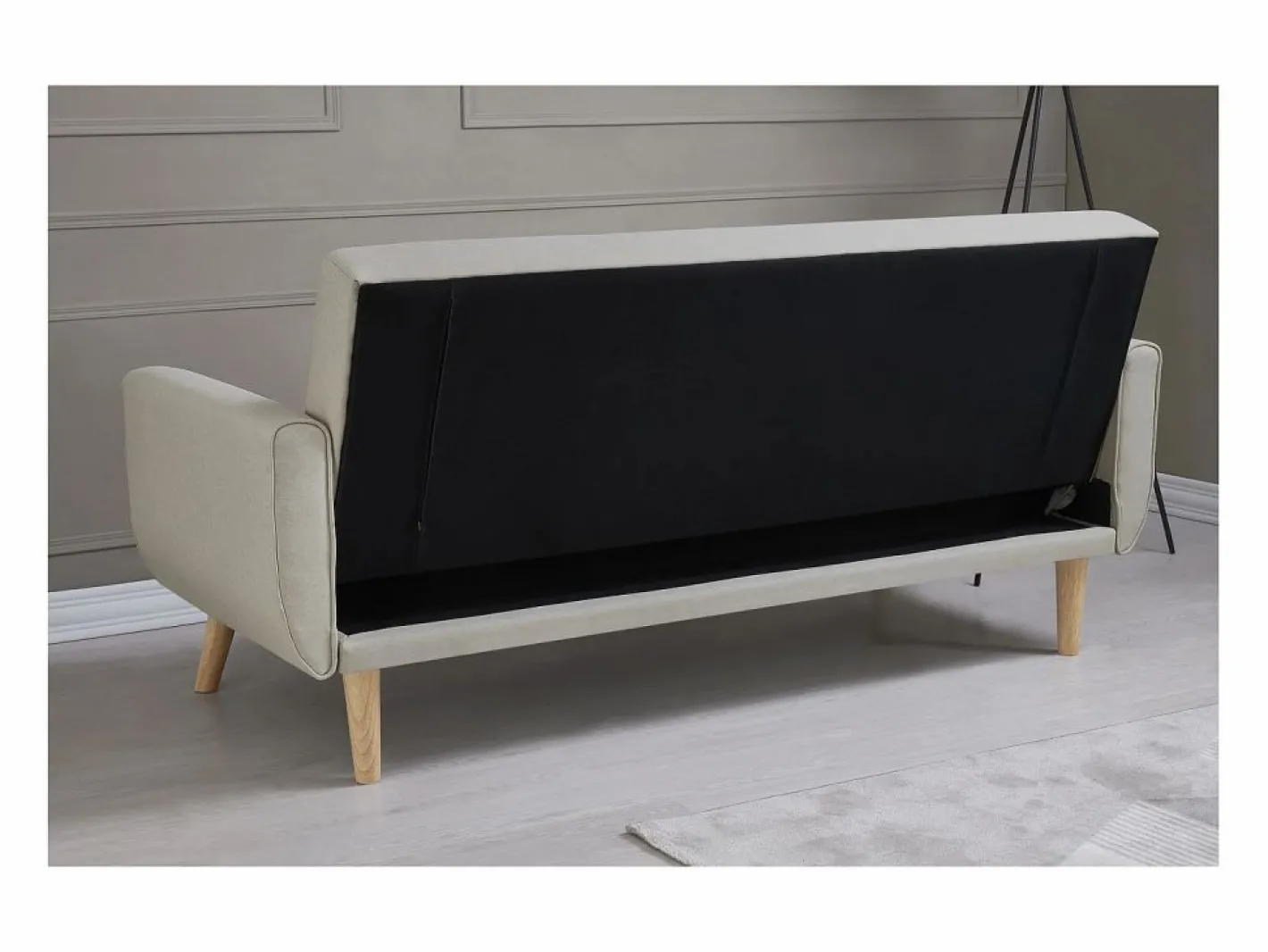 Concept-Usine Sofá escandinavo convertible 3 plazas de tela BERLIN Beige Discount