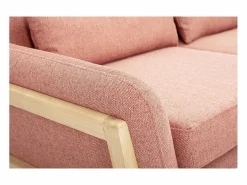 Sofá escandinavo de 3 plazas de tela de terciopelo texturizado color y madera clara YOKO^Miliboo Discount