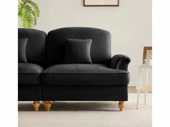 DripeX Sofá Esquina Modular 4 Plazas en L - Chenille - Funda Extraíble y Puf - 350x140x93cm - Negro