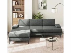 Sofá Esquinero 3 Plazas en Chenilla - con Puff - Carga Máx. 650kg - 244x146x83cm -^DripeX New