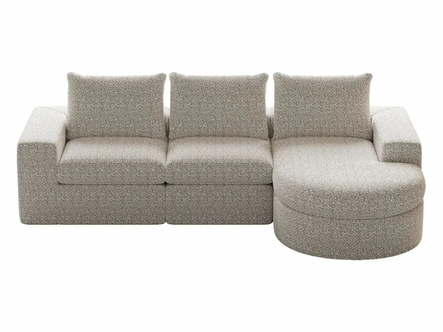 Sofá esquinero - Sofá de 3 plazas con 3 cojines y 2 reposacabezas - chenilla Beige Clearance